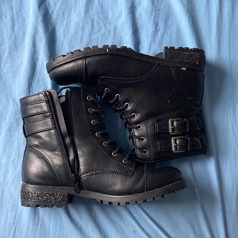 sparkle combat boots